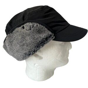 Connectyle Adult Winter Hat with Brim Warm Earflaps Faux Fur Black Baseball Cap